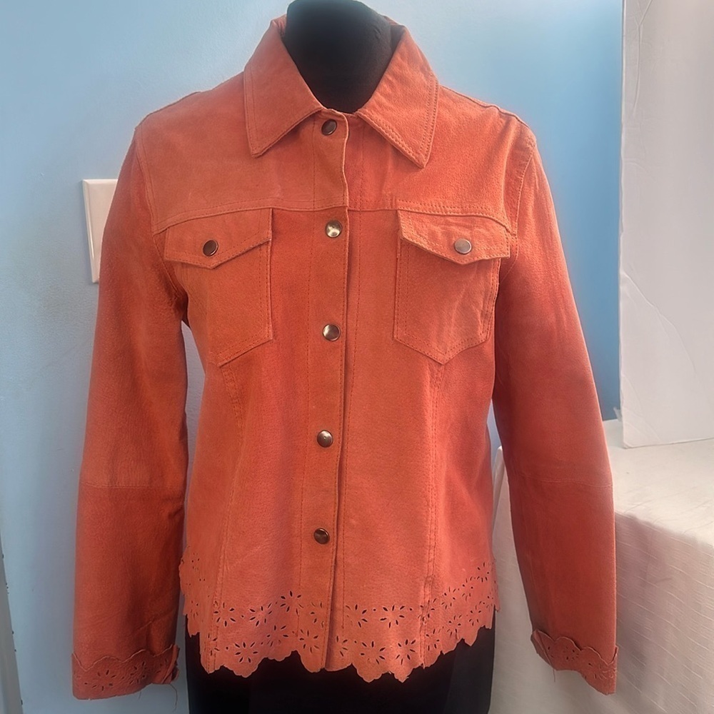 CARRIE ALLEN suede leather in pumpkin orange